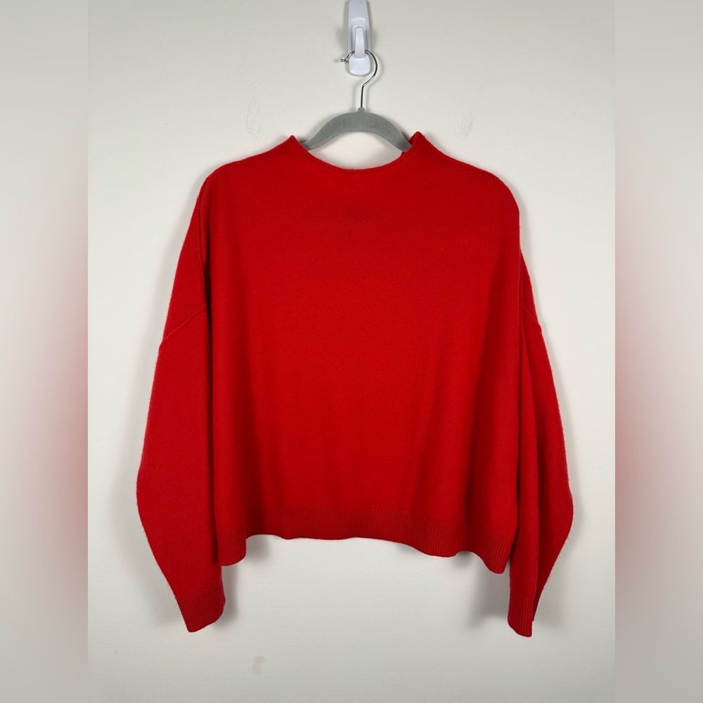 Pilcro Alani Cashmere Mock-Neck Drop Shoulder Sweater Size Medium Red Anthro